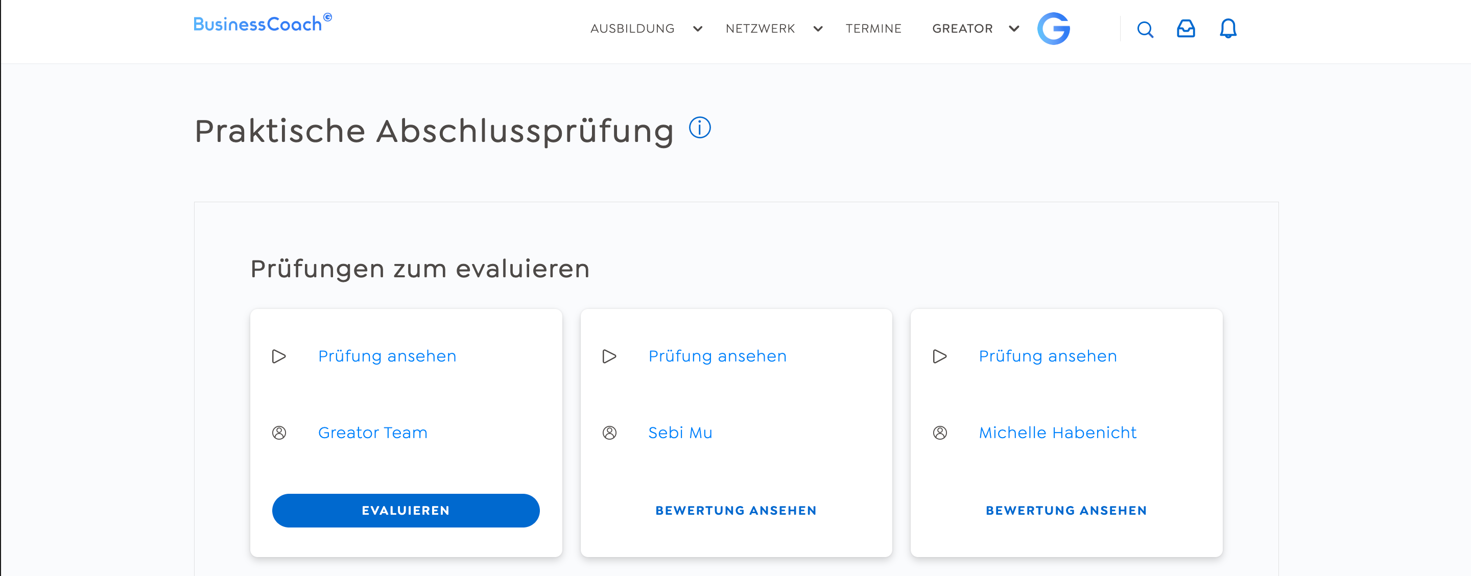 Examiner dashboard